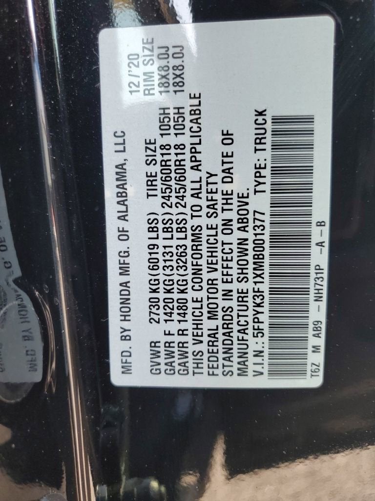 2021 Honda Ridgeline Sport