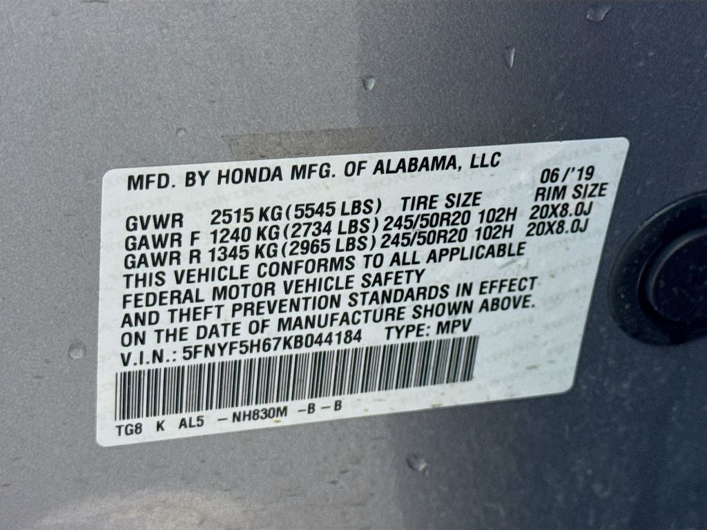 2019 Honda Pilot Touring 7 Passenger
